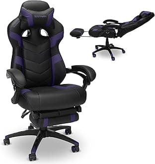 Respawn 110 Pro Ergonomic Gaming Chair with Footrest for Adults - Comfortable Office Gaming Recliner with Lumbar Support and Headrest, Racing Style Video Game Chairs for Computer Gamer - Purple