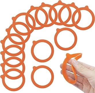 12 Pieces Silicone Replacement Gasket for Jars, Airtight Rubber Seals Rings for Glass Clip Top Jars, Leakproof Silicone Gasket Sealing Rings for Mason Jars, Elastic and Fits Most Sizes (Orange)