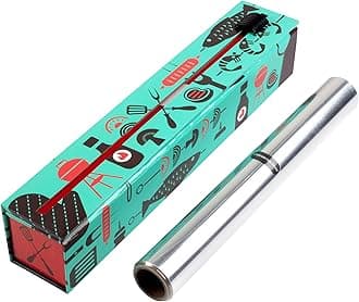 BBQ Tools Refillable Foil Dispenser - One 12"x 30' Roll of Professional Grade Aluminum Foil - Reusable Dispenser w/Slide Cutter - Kosher Certified - Reduces Waste & Saves Money
