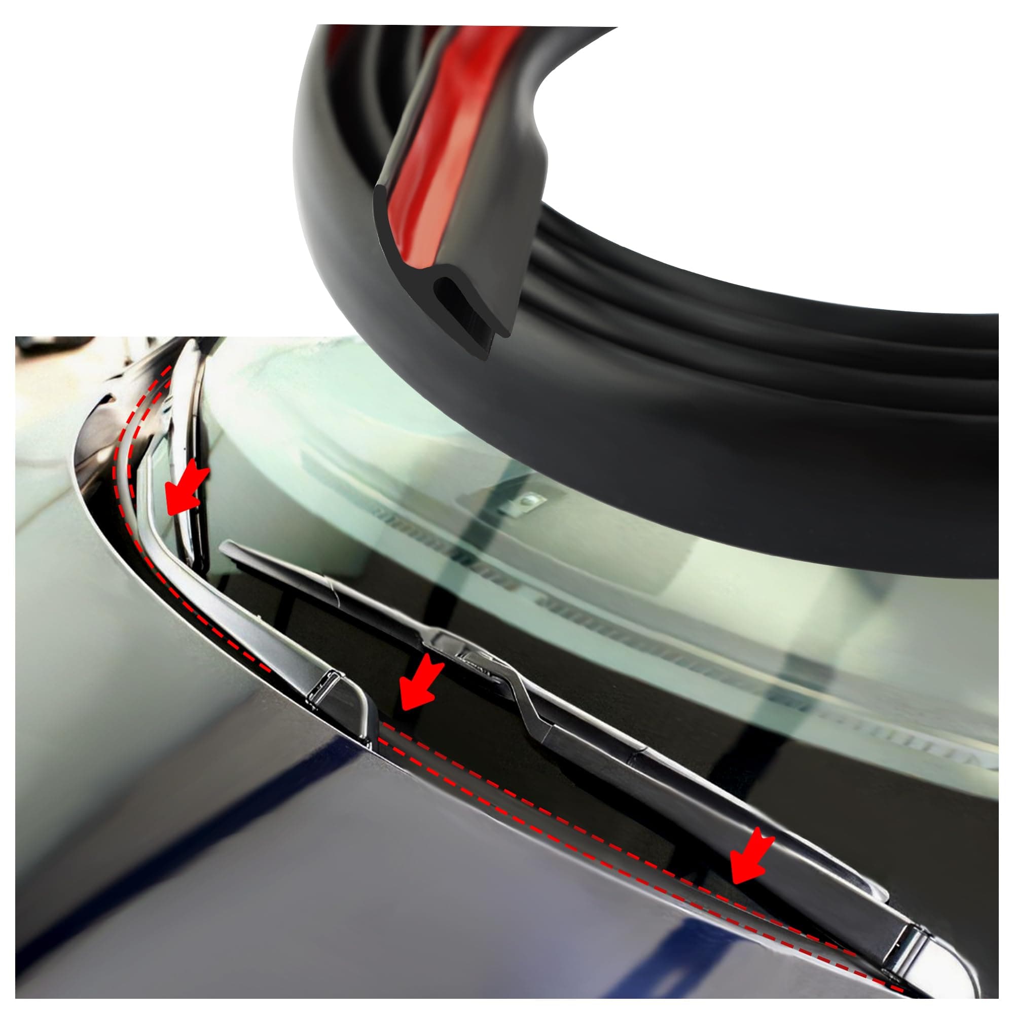 5.6FT H-Shape Windshield Rubber Seal Strip,Windshield Weather Stripping for Front+Rear Windshield,Universal Windshield Trim Weather Strip Car Accessories for Most Cars Trucks