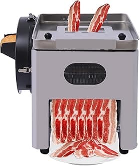 LYNICESHOP Electric Meat Cutter, 2.5mm Vegetable & 3.5mm Meat Slicer, Automatic Cube Strip Meat Cutting Machine 200kg/h