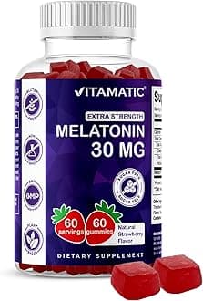 Vitamatic Sugar Free Melatonin 30mg per Gummy - 60 Servings - 60 Vegetarian Gummies - Non-Habit Forming Supplement (60 Count (Pack of 1))