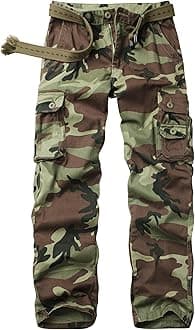 AKARMY Men's Cargo Pants with Pockets, Outdoor Camo Cotton Work Pants J9918 C29 Camo 30