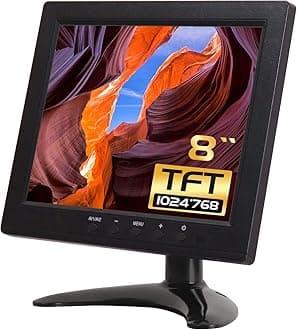 Small HDMI Monitor - 8" TFT LCD 1024x768 with VGA/AV/HDMI/BNC/USB Input for Office/Store/House Security Camera, Raspberry Pi PC, DVD DVR, Built-in Speaker, Remote Control