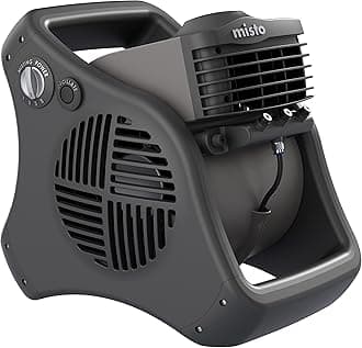 Lasko Misto Outdoor Misting Blower Fan, Ideal for Sports, Camping, Decks & Patios, 3 Speeds, 15", Black, 7050