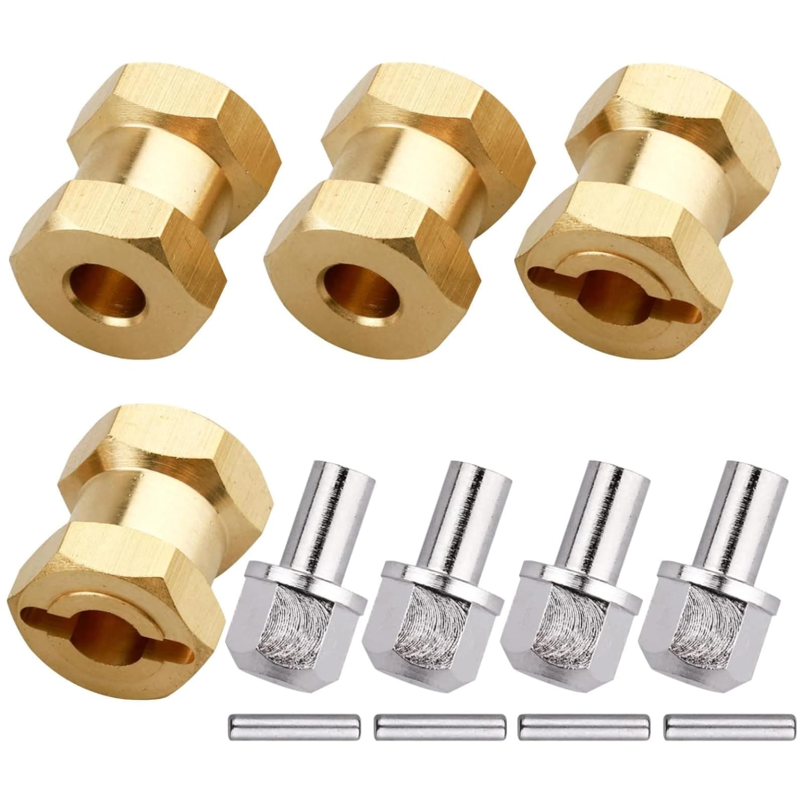 4PCS Brass RC 12mm Wheel Spacers Extensions Wheel Hubs Hex Drive Adapter for 1/10 RC Crawler Axial SCX10 & SCX10 II 90046 D90 (15mm)