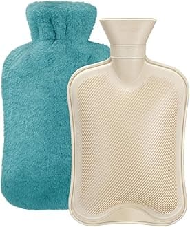 Hot Water Bottle Rubber with Soft Cover (2 Liter) Classic Hot Water Bag for Pain Relief, Cramps, Neck, Shoulders Pain, Relieve Stress, Hot Cold Pack and Feet Warmer, Multifunction for Daily Use