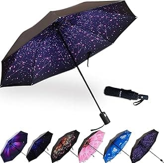 LLanxiry Compact Travel Umbrella,Windproof Waterproof Stick Umbrella Anti-UV Protection Golf Umbrellas