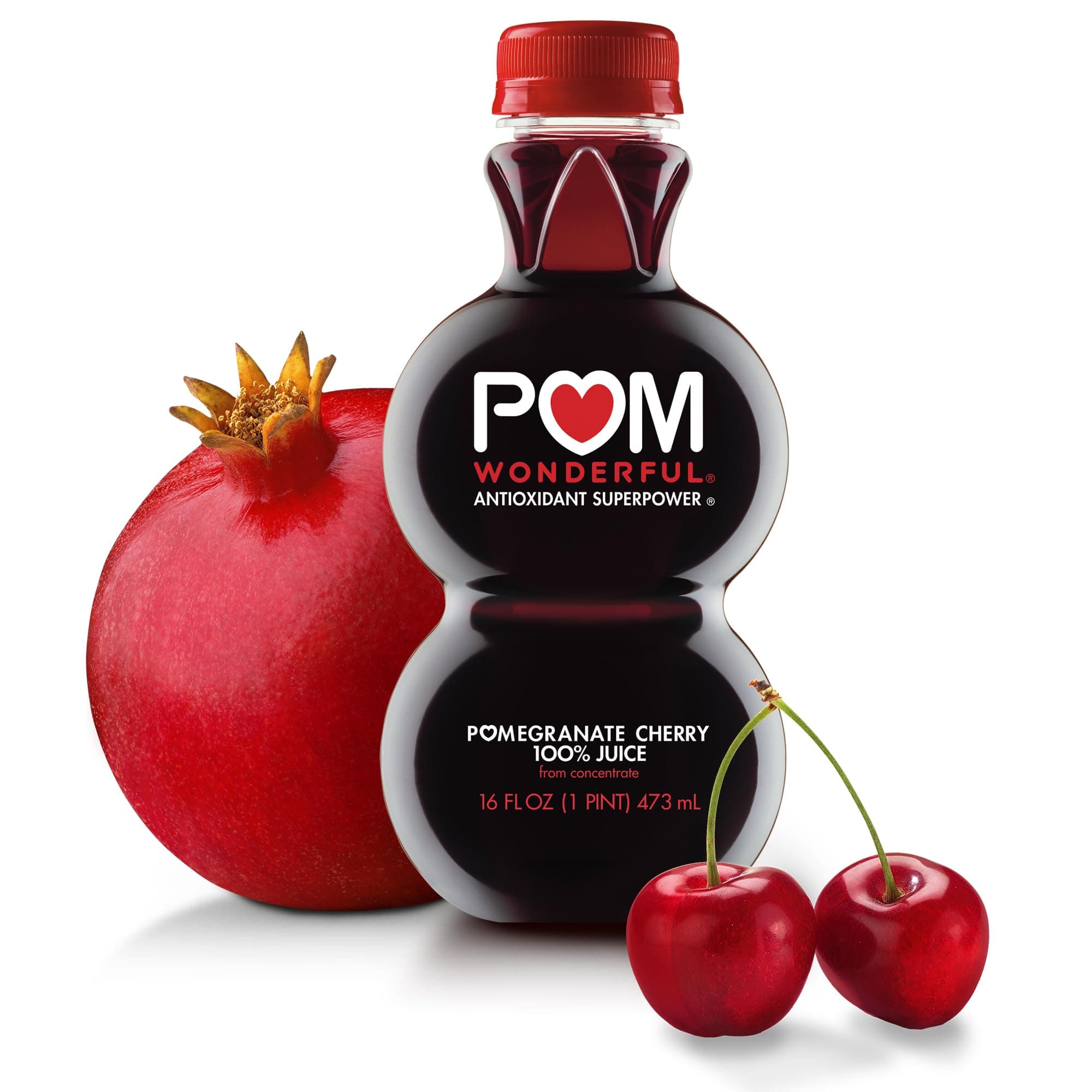 POM Wonderful Pomegranate Cherry 100% Juice, 16 Ounce Bottle