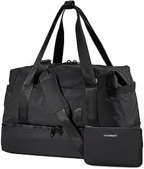 Bagsmart Weekender Bags for Women, Travel Duffel Bags with Shoe Compartment, Personal Item Travel Bag, Carry On Overnight Tote Bag, Black, Large