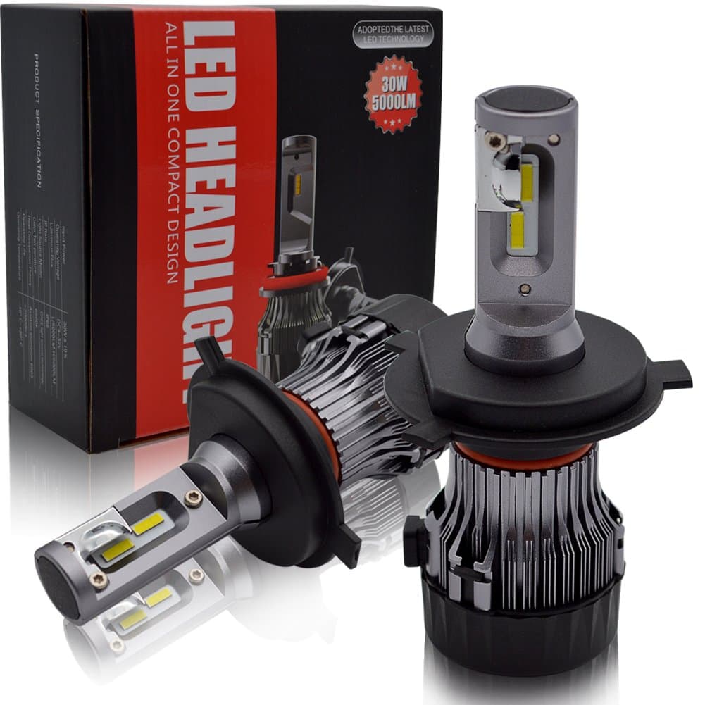 BeiLan H4 LED Headlight Bulbs,60W 10000LM Cool White Conversion Kit,HB2 9003 Super Bright Xenon Car Headlight Bulbs,Auto Halogen Replacement Lamps-2 Pack