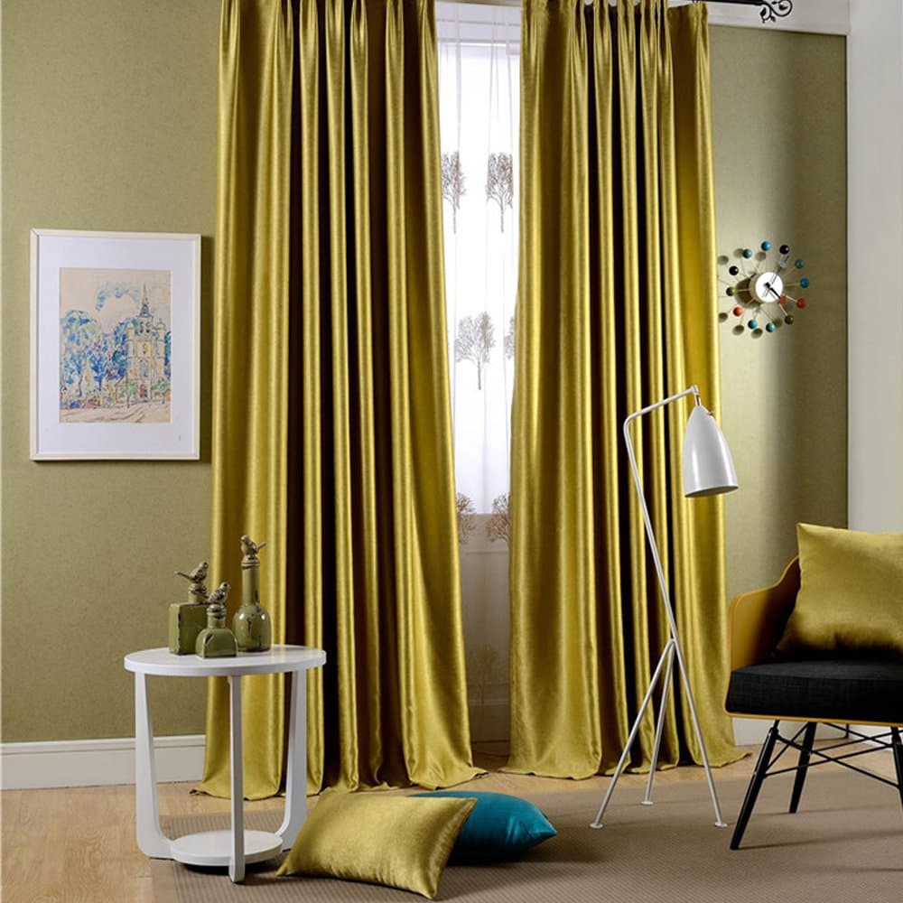 Leyden Grommet Top Classic Solid Chartreuse Bright Velvet Curtains Curtain Drapes - 42Wx63 L (One Panel)
