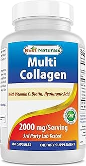 Multi Collagen Pills 2000mg for Women & Men - Hydrolyzed Collagen Peptides Capsules for Hair Skin and Nails with Types I II III V X, Biotin, Hyaluronic Acid & Vitamin C