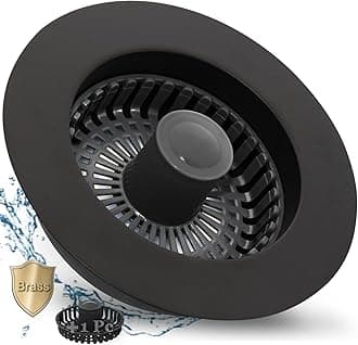 3 in 1 Kitchen Sink Stopper, Pop Up Kitchen Sink Drain Strainer, with an Extra Basket Strainer, Kitchen Sink Drain Stopper for US Standard 3-1/2 Inch, Brass Material Electroplate Black