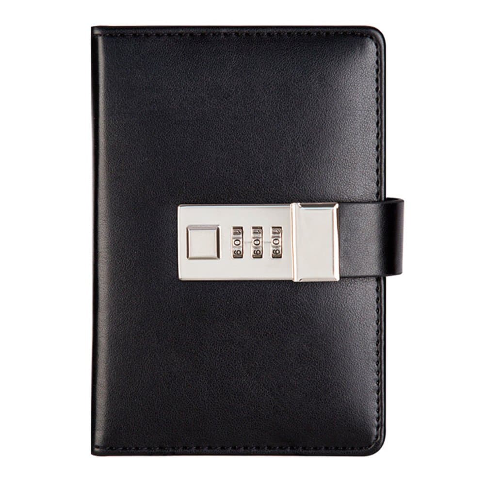 iPlanner PU Leather Journal Writing Notebook Planner Organizer, Size 10x14.8x3cm Daily Notepad Personal Sketchbook with Combination Lock, Password Diary for Men and Women