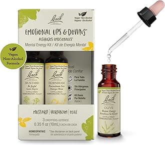 Bach Original Flower Remedies, Emotional Ups & Downs Kit, for Mental Energy (Non-Alcohol Formula), Natural Homeopathic Flower Essence, Vegan, 3 x 10mL Droppers