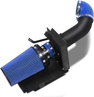 MOOSUN 4 inch Cold Air Intake Black Tube + Heat Shield for 1999-2006 GMC/Chevy V8 4.8L/5.3L/6.0L Silverado 1500/2500/3500 Blue