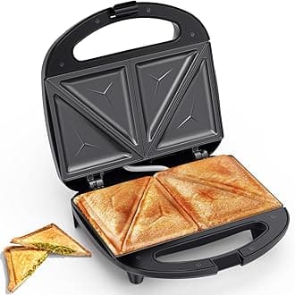 Snailar 2 Slice Sandwich Toaster with Triangle Plates, Non-Stick, PFOA Free, Cool Touch Handle, 750W, Black