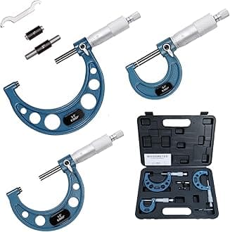 Outside Micrometer Set, 0-3" Machinist Micrometer, 3 Pcs Machinist Tool Set, 0.0001" Graduation Micrometer Set, Alloy Precision Micrometer, Micrometer Standard Set with Case