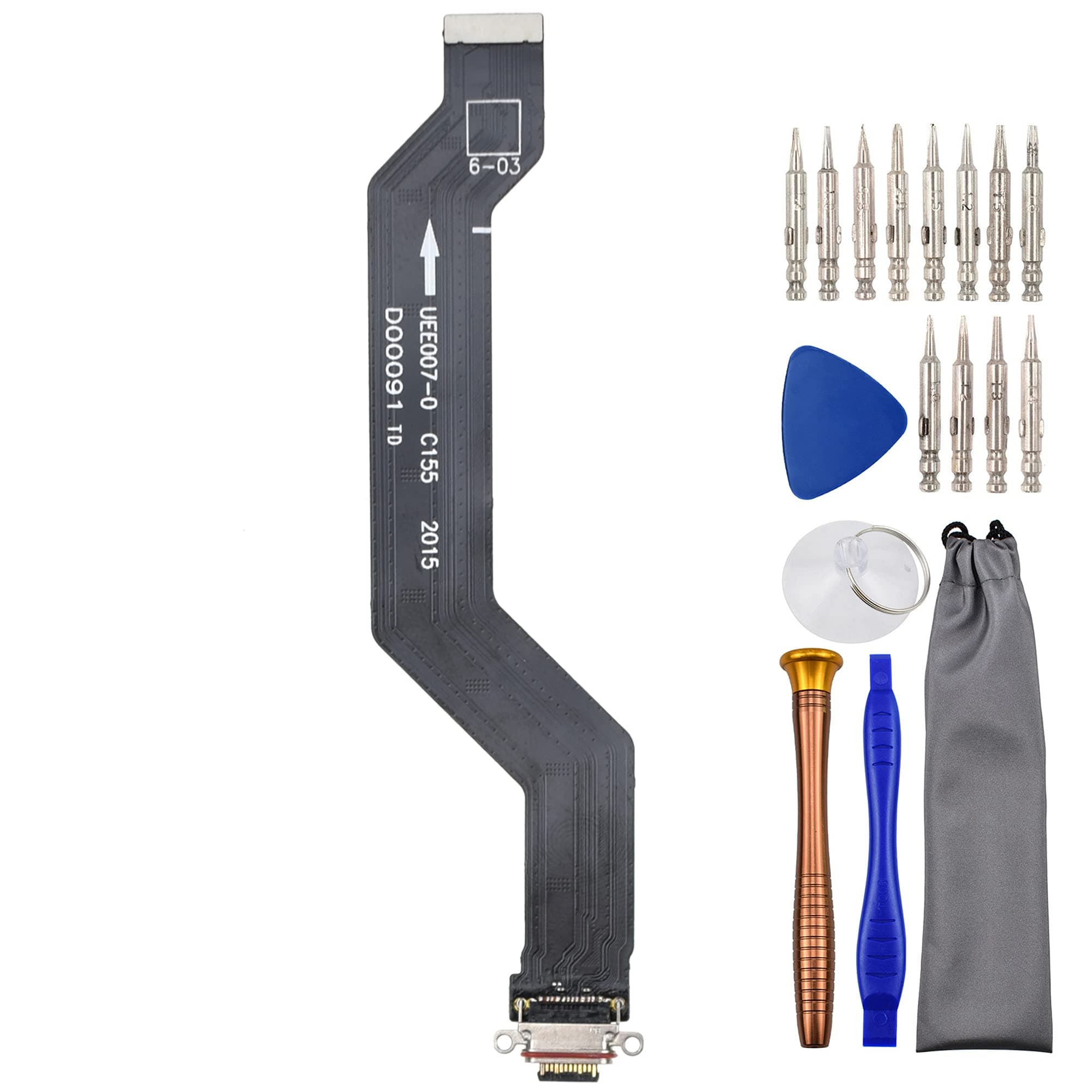 sunwaysUSB Type-C 3.1 Charger Port Flex Cable with Water Proof Rubber Ring Replacement for OnePlus 8 Pro IN2020 IN2023 IN2021 IN2025