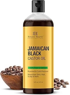 Botanic HearthJamaican Black Castor Oil (16 fl oz) | Roasted & Cold-Pressed | Promotes Hair Growth & Natural Skin Care | Ideal for Massage, Scalp, Hair & Nails