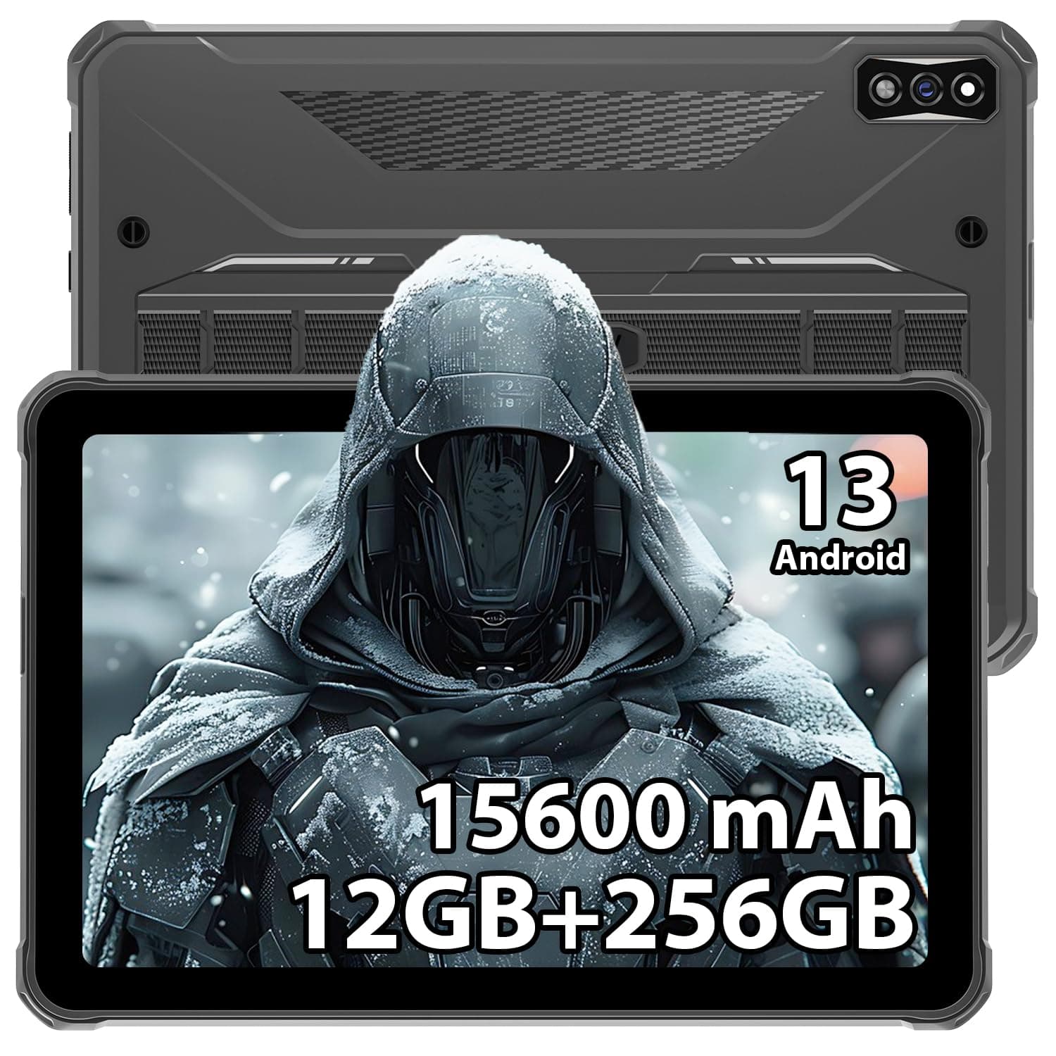 HOTWAV R7 Rugged Tablet Android 13, 15600mAh 10.1 Inch HD+ Waterproof Tablet, 12GB+256GB/(2TB TF) Outdoor Work Tablets, 16MP+16MP Camera Octa Core/Daul SIM 4G/IP68&IP69K/Face ID/GPS/OTG/Widevine L1