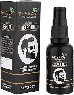 Dr Vedic Beard Hair Growth Oil For Faster Beard Growth And Thicker Looking Beard | Beard Oil For Patchy And Uneven Beard (30Ml) (Pack of 1)
