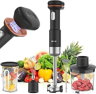 - Cordless Stick Immersion Blender 5-in-1, Ritus 13000RPM Soup Blender Rechargeable Handheld Mixer For Baby Food & Smoothies, Variable Speed, Dishwasher-Safe, Mixing Beaker, Chopper, Whisk Milk Frother