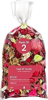 Soul & Scents Rose Potpourri | Dried Flowers | Fine-Living | Natural Decoration | Mood Enhancer | Perfect for Home Decor, Gifts, and Aromatherapy | Made in India | Pack of 2-140gm Each