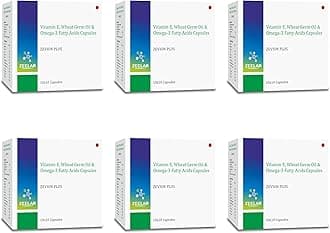 Zevion Plus Vitamin E Capsule with Omega 3 Fatty Acids & Wheat Germ Oil – Antioxidant Skin Supplement, Omega 3 Capsule for Heart, Skin & Immunity 10 Softgel Capsules (Pack of 6)