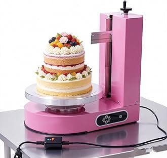 Cake Decorating Coating Machine 110-220V, Electric Cake Cream Spreading Machine Applicable 4-12in Cake, 60-320rpm Adjustable Birthday Cake Cream Smooth Coating Decoration Machine (Pink)