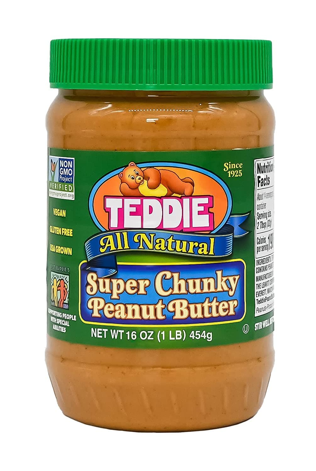Teddie Natural Peanut Butter Chunky, 453g