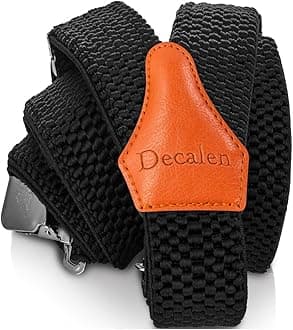 DecalenMens Braces with Very Strong Clips Heavy Duty Suspenders One Size Fits All Wide Adjustable and Elastic Y Style