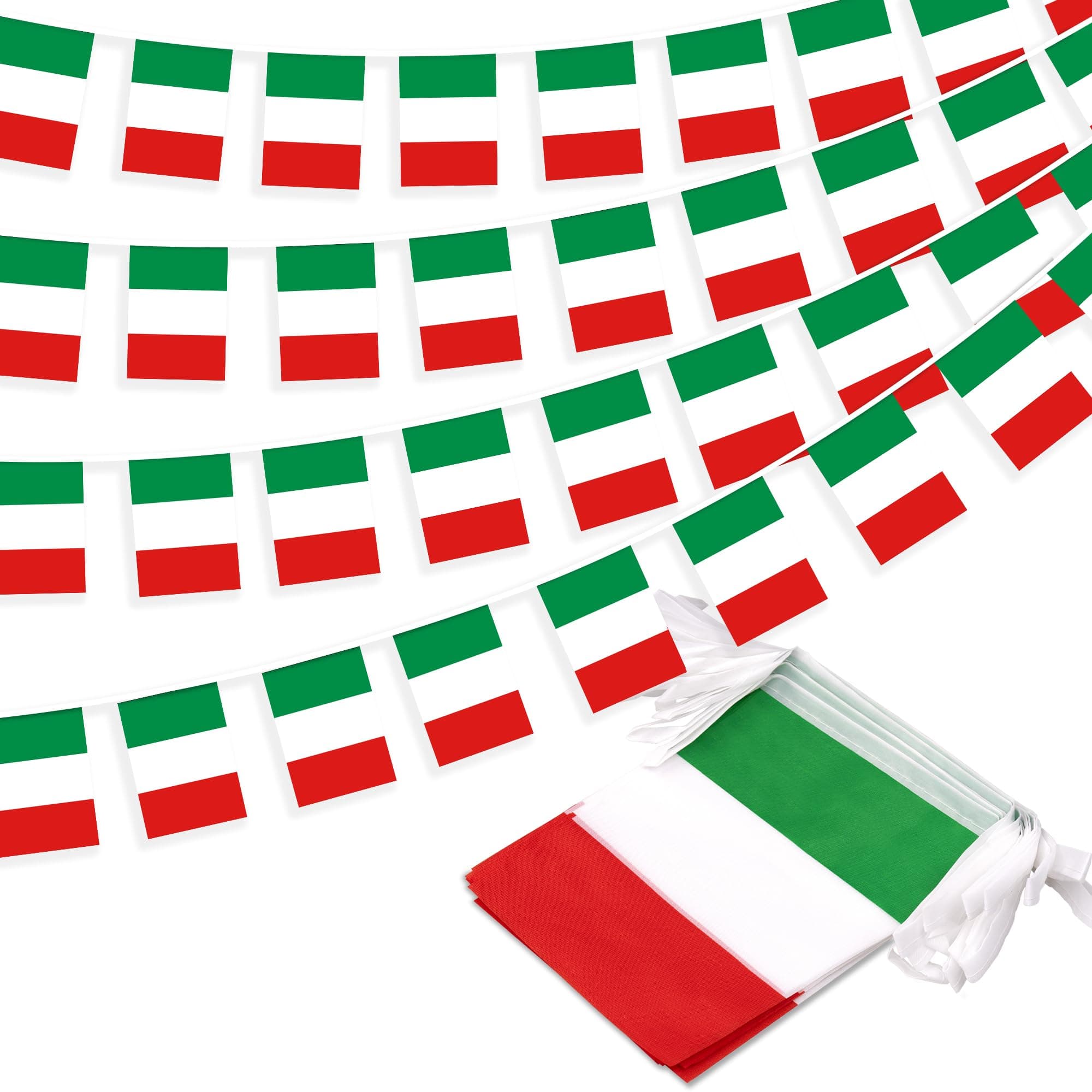 MVPRING Italy String Flag Pennant Banner, Small Mini Italian Flags Bunting Banner, National Country Decoration for School, Party, Sports Events, Patriotic Festival, 33 Feet 30 Flags