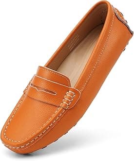 Artisure Women's Classic Comfort Leather Penny Loafers Casual Slip-Ons Lightweight Walking Flats Driving Mocs Boat Shoes