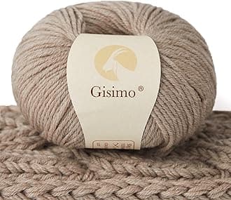 100% Merino Wool Yarn, 6-Ply Luxurious and Soft Yarn for Hand Knitting & Crocheting, 1.76 OZ/50g, 127 yds/116 Meters (Camel, 1 Ball)