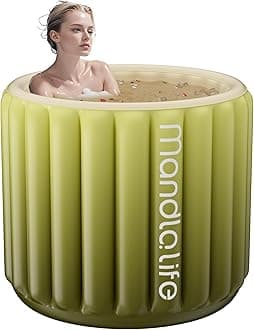 Inflatable Bathtub with electric pump,Inflatable Tub for Shower,Skeletonless structure Air Bathtub for Athletes,Hot Bath Soaking Tub for Women,Cold Plunge Tub SPA with Lid 35 * 27.5in(Gradient Green)
