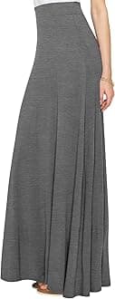 Women's Casual Comfy Stylish High Waist Flare Long Maxi Skirt – Available in Print & Solid Options