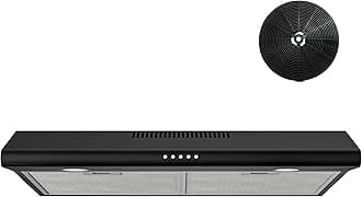 30 Inch Black Under Cabinet Range Hood, Ducted/Ductless Convertible Kitchen Vent Hood with LED Light, 3-Speed Exhaust Fan, Push Button Control, Slim Stove Hood for Modern Kitchen