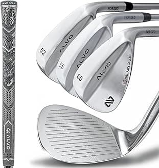 ALVO GOLF - Premium Full Face Golf Wedges, Golf Wedge Set and Singles, 3 Wedges 52/56/60/70 Degree,Lob,Gap,Sand Golf Club for Men, Premium Grip, Right Hand, max Spin