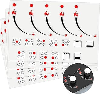 Flame Indicating Stickers Flame Indicators Ring Stove Labels - Oven Replacement Adhesive knob Symbols for Bumper Cooktop Hob Cooker Top Markings 2 Pack