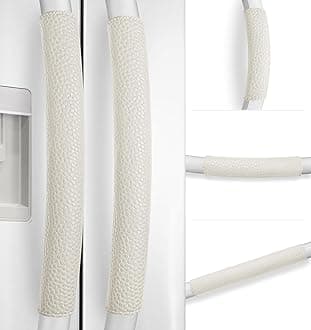 Refrigerator Door Handle Covers, Set of 5, Adjustable Appliance Handle Covers, Keep Your Kitchen Clean, Microwave Oven Stove Dishwasher Handle Protector, Non Slip Fridge Handle Cover (Ivory)