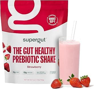 Supergut Supergut Prebiotic Shakes | Meal Replacement | Boost Glp-1 | High Protein & Fiber | Sugar Free | Keto Food, Meal, Snack (Strawberry, 14 Servings)