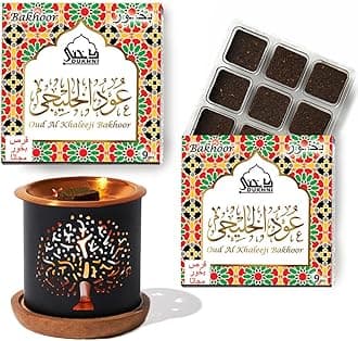 Oud Al Khaleeji Bakhoor Set by Dukhni | 2 x 9 Piece each & Tree Bakhoor Burner | Arabic Bakhoor Incense | Deep Oud Blend | Perfect for Prayers