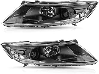 Headlight Assembly Fit for 2011 2012 2013 Kia Optima Headlamp Halogen Set (Black Housing with Clear Reflector)