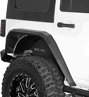 Hooke Road JK Flat Rear Fender Flares Mud Guard for 2007-2018 Jeep Wrangler JK & Unlimited 2/4 Doors, 2PCS Off-Road Wheel Fenders Heavy-Duty