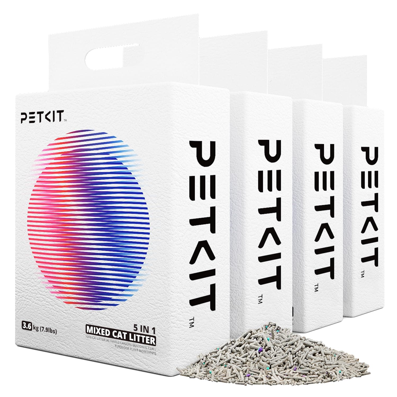 Everclean 5 in 1 Mixed Cat Litter,Strong Clumping Cat Litters,Odor Control and Unscented Ultra Absorbent Water Flushable Bentonite Tofu,Dust-Free, 32 lbs (8lb/Pack)