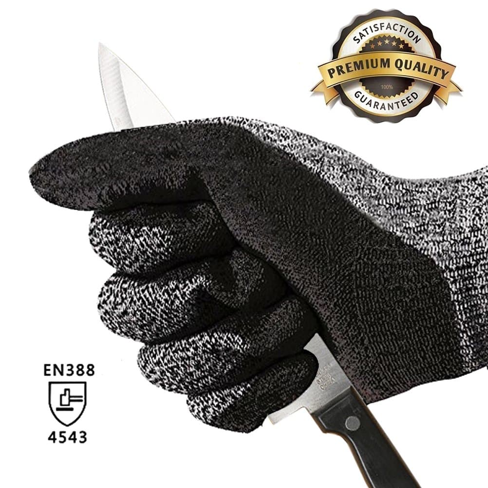 Cut Resistant Gloves Puncture Resistant Anti-Slip High Performance Level 5 Protection Safety Kitchen Outdoor Yard Work Auto Repair Flexible Work Glove (Large)