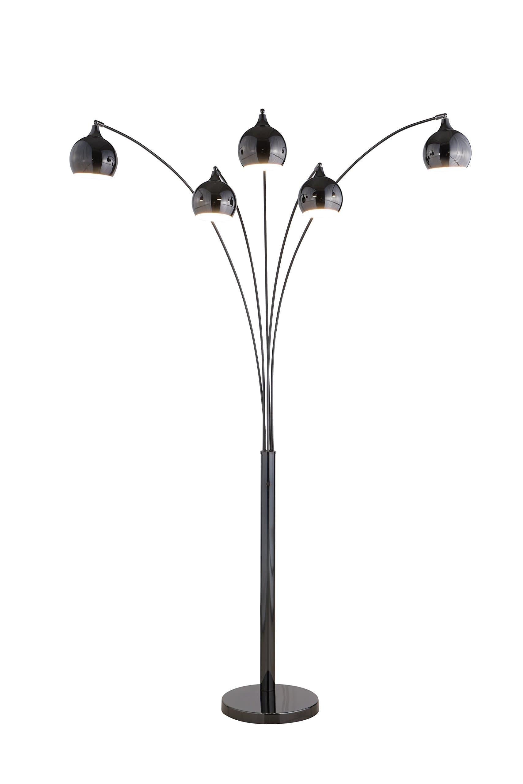 Artiva USA LED9656FJB Amore 5-Arched Floor Lamp with Dimmer, 86", Jet Black