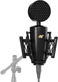 Neat King Bee II - Cardioid Large Diaphragm True Condenser Microphone includes Shock Mount and Pop Filter, for Vocal Recording, Podcasting, Streaming, XLR Output - Black